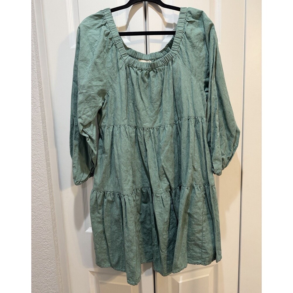 Universal Thread Y2K Festival Peasant Womens Green Floral Babydoll Dress L